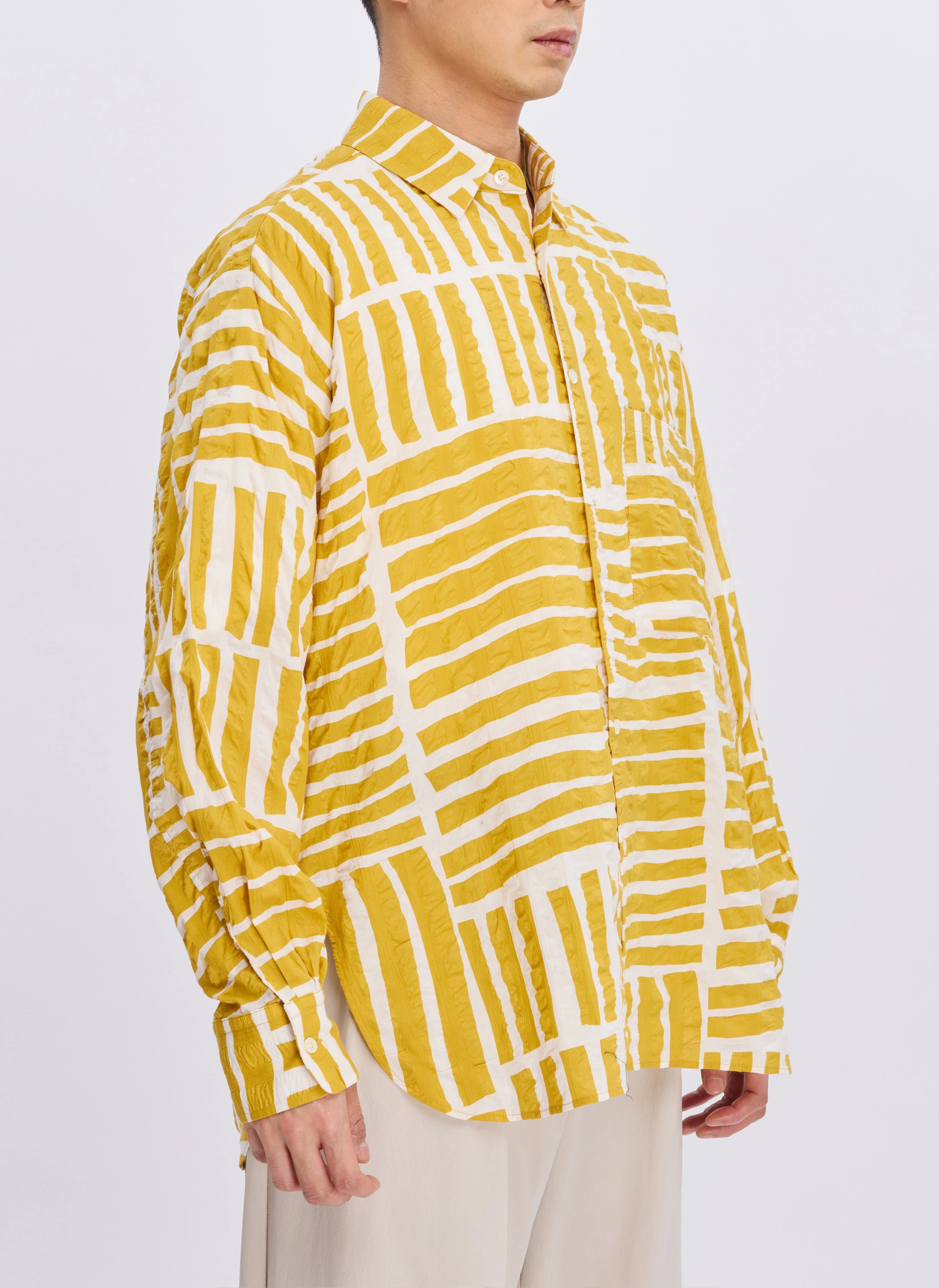 Japan Made Miracle Wave Cotton Seersucker Stripe Shirt