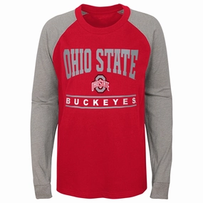 Kids Ohio State Buckeyes Red Raglan Long Sleeve Child T-Shirt