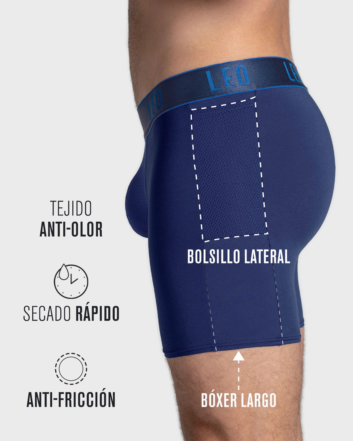 Long Athletic Boxer Brief with Side Pocket