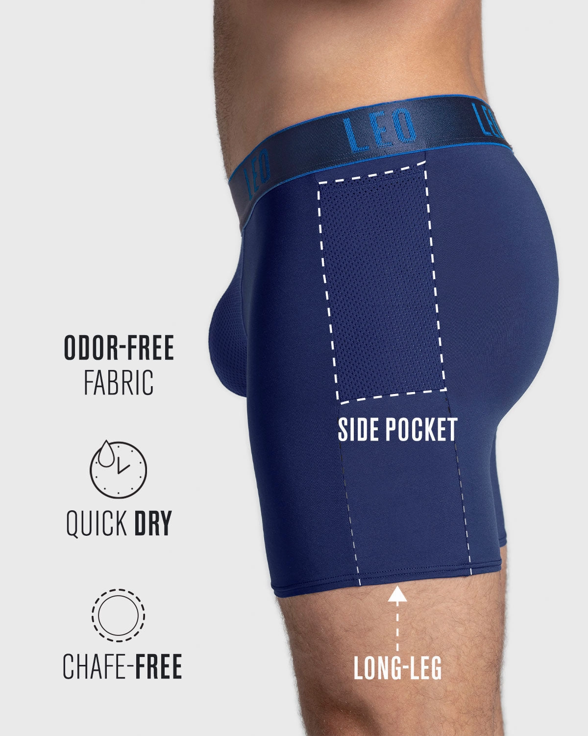 Long Athletic Boxer Brief with Side Pocket