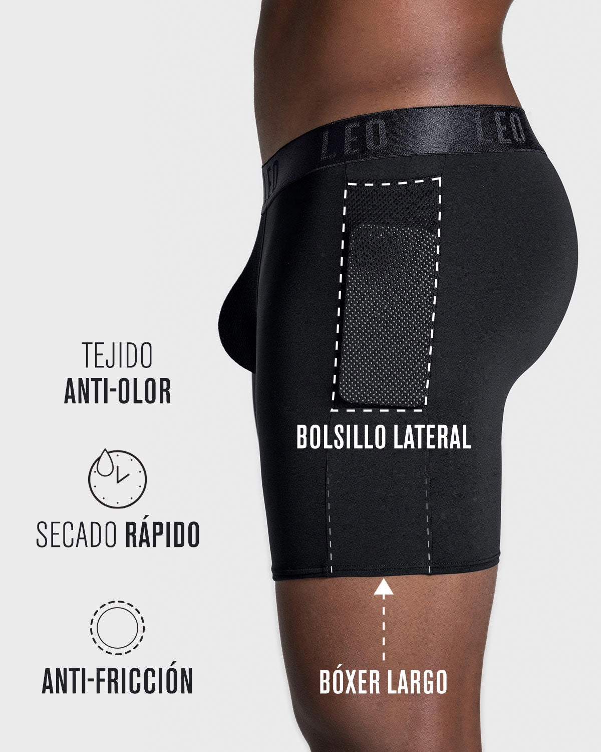 Long Athletic Boxer Brief with Side Pocket