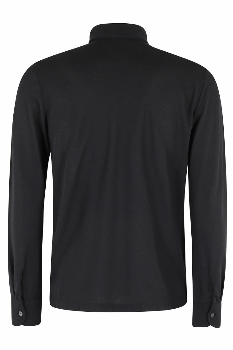 Long-Sleeve Polo Shirt With Elegant Buttoned Collar