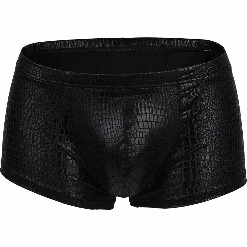 Low-waist polyester snake print fabric big pouch U-convex men's boxer briefs
