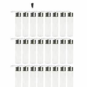 Mainstays 18oz Plastic Clear Water Bottles Stainless Steel Screw Cap Lid with Strap 24 Pack