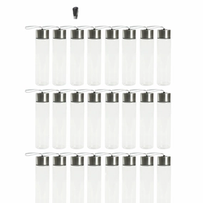 Mainstays 18oz Plastic Clear Water Bottles Stainless Steel Screw Cap Lid with Strap 24 Pack