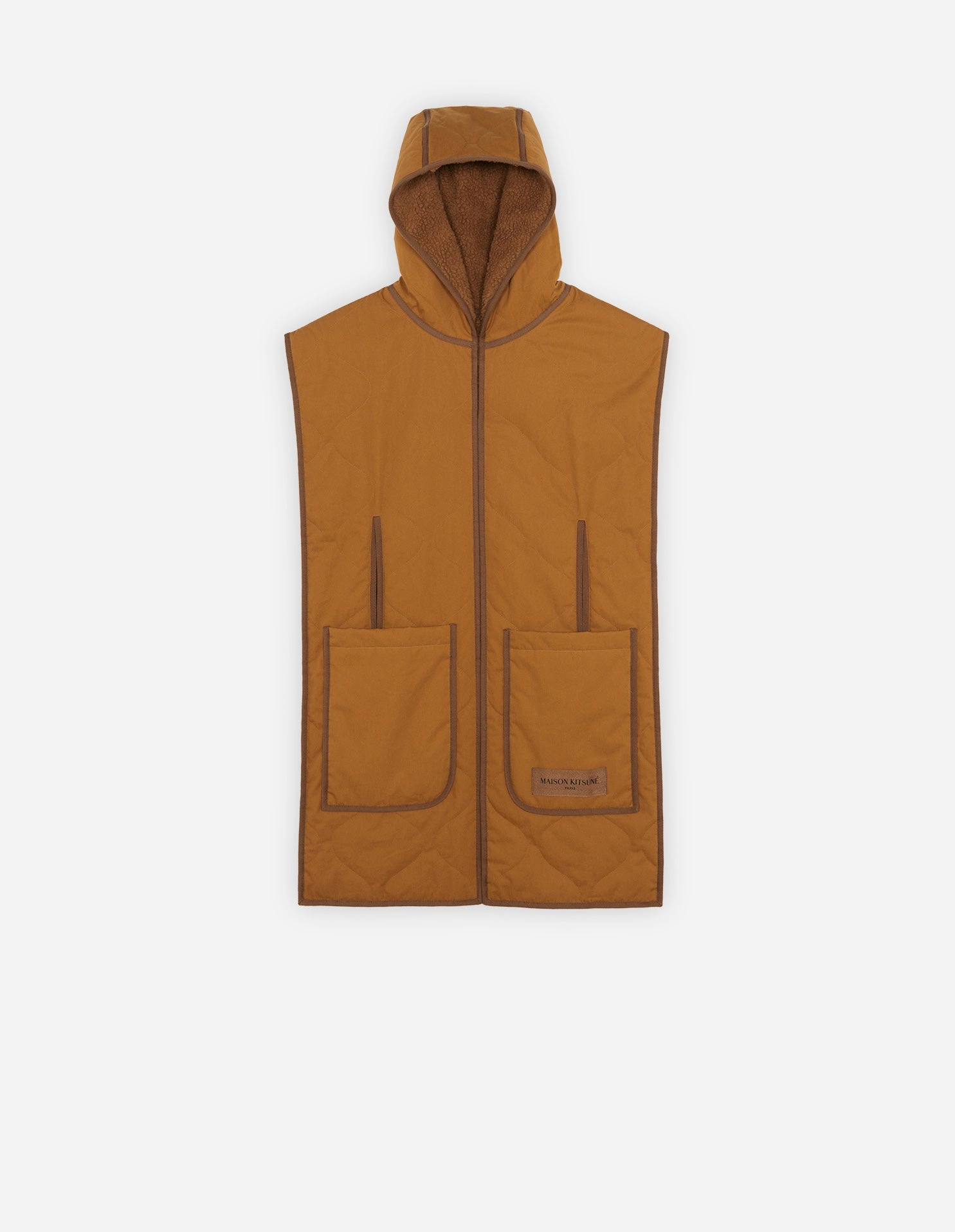 MAISON KITSUNÉ QUILTED HOOD SCARF CAMEL
