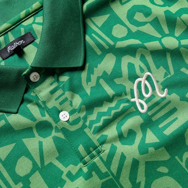 Malbon Golf Mezzo Performance Pique Printed Polo - Kelly Green
