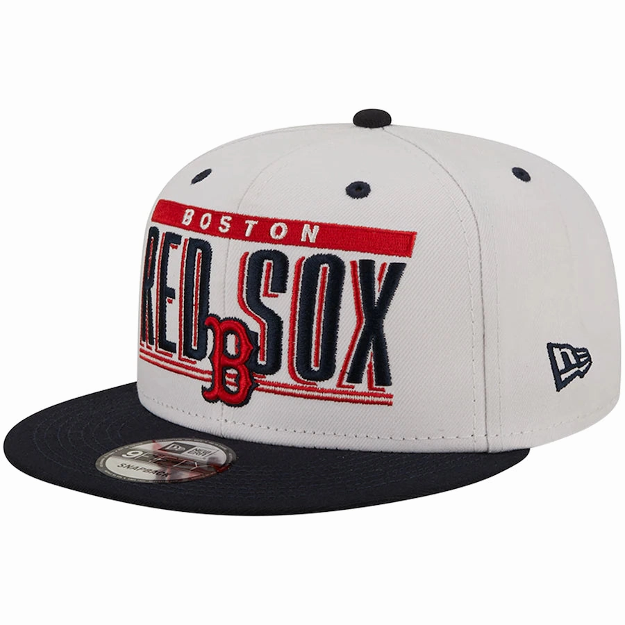 Men's Boston Red Sox White and Navy Retro Title 9FIFTY Snapback Hat