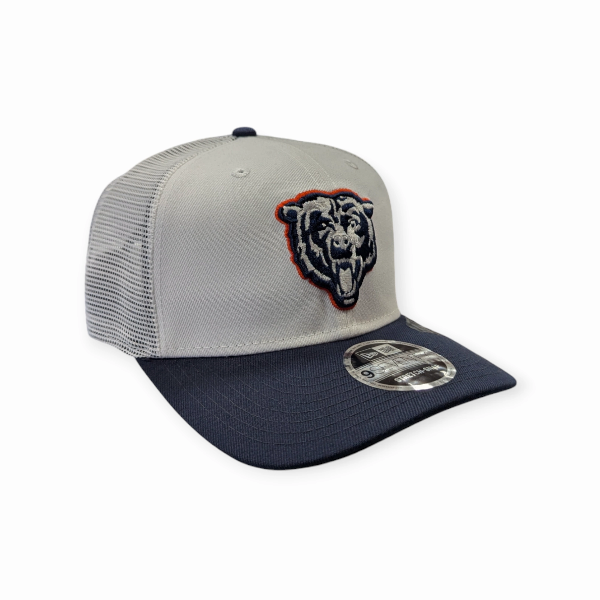 Men's Chicago Bears New Era White/Navy NFL Trucker Primary Logo 9SEVENTY Adjustable Hat