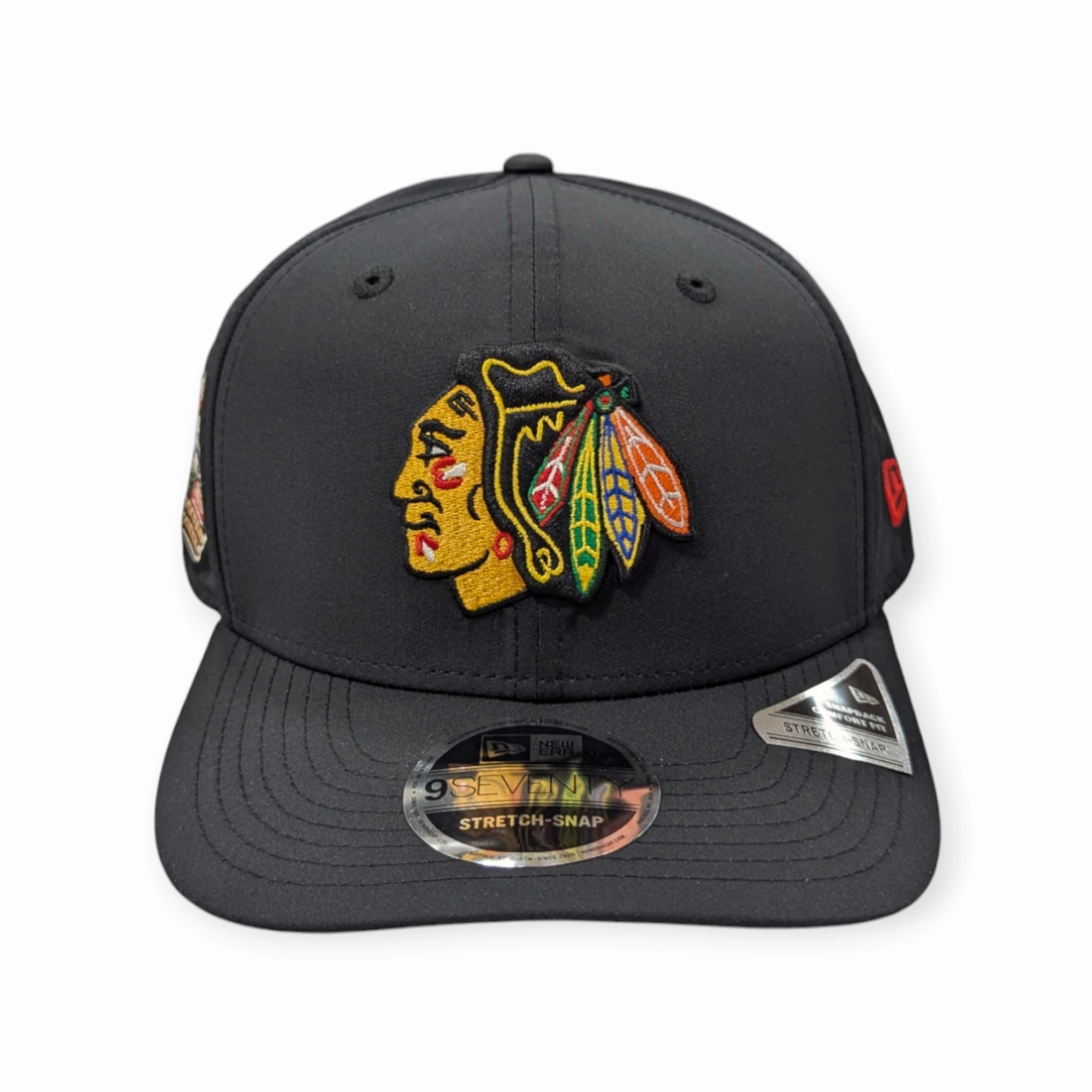 Men's Chicago Blackhawks New Era Black 2025 Winter Classic Performance 9SEVENTY Trucker Hat