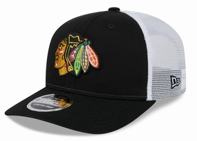 Men's Chicago Blackhawks New Era Black/White 9SEVENTY Trucker Hat