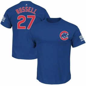 Men's Chicago Cubs Addison Russell 2016 World Series Champions Name & Number T-Shirt