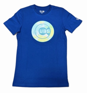 Men's Chicago Cubs New Era Tie-Dye Logo Blue T-Shirt