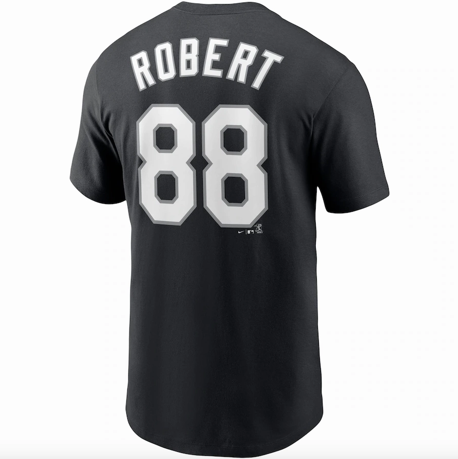 Men's Chicago White Sox Luis Robert Nike Black Name & Number T-Shirt