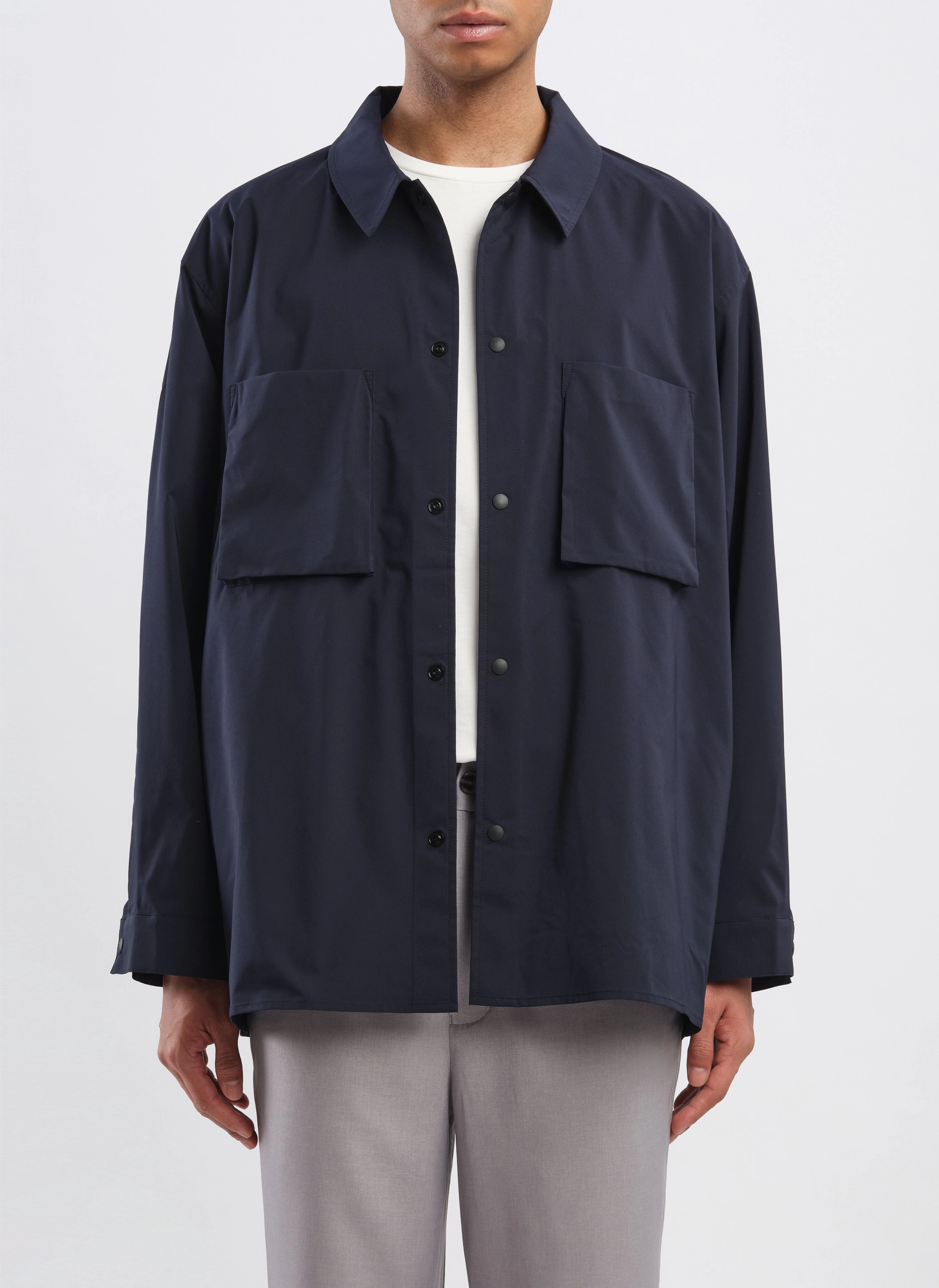 Minotech Snap Button Pocket Open Collar Shirt