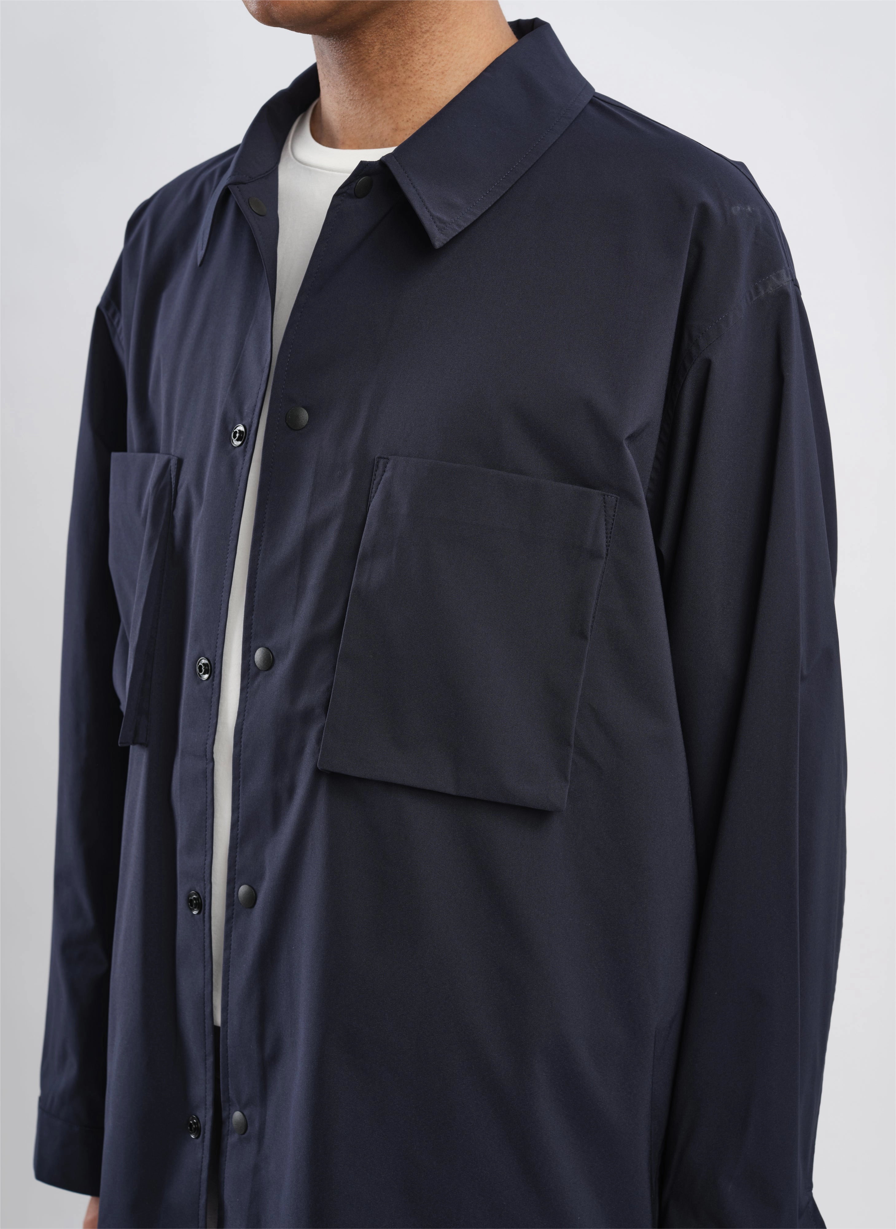 Minotech Snap Button Pocket Open Collar Shirt