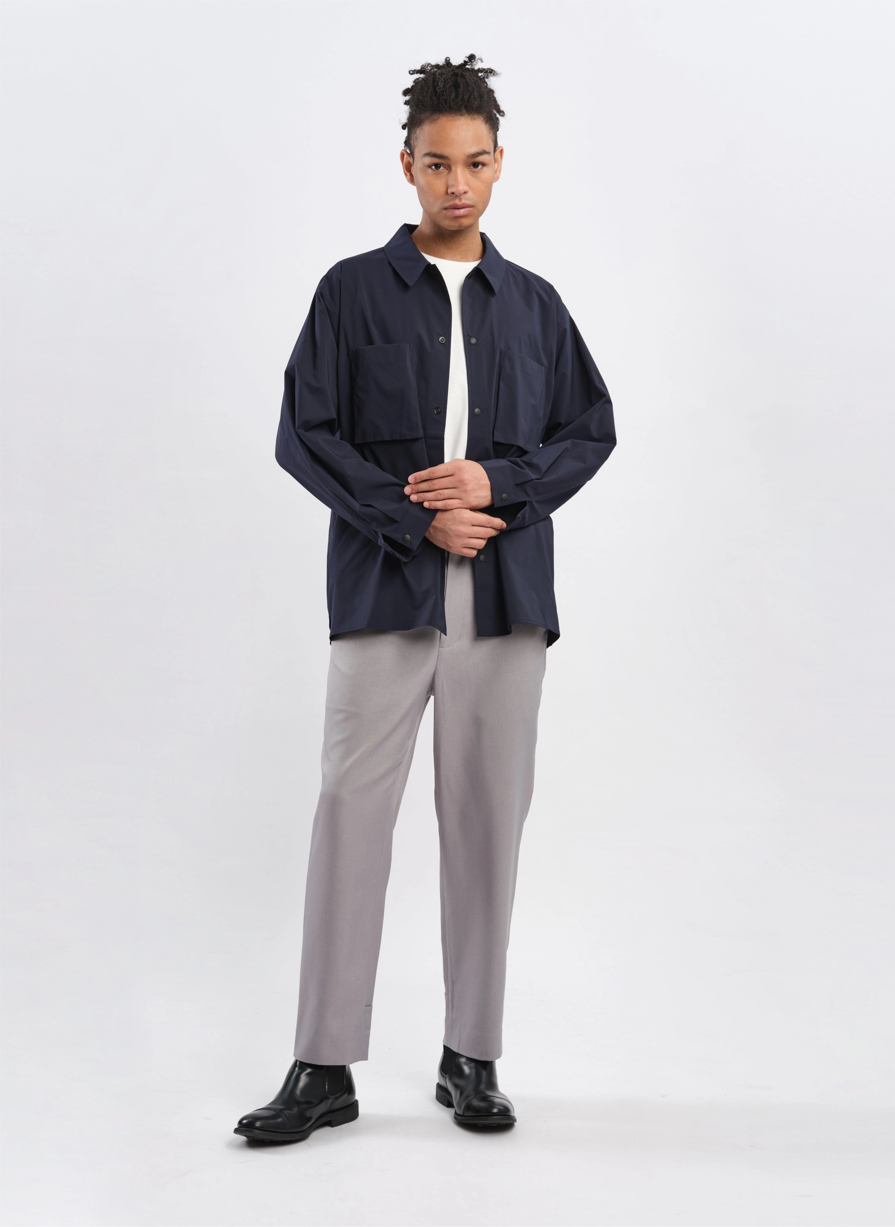 Minotech Snap Button Pocket Open Collar Shirt