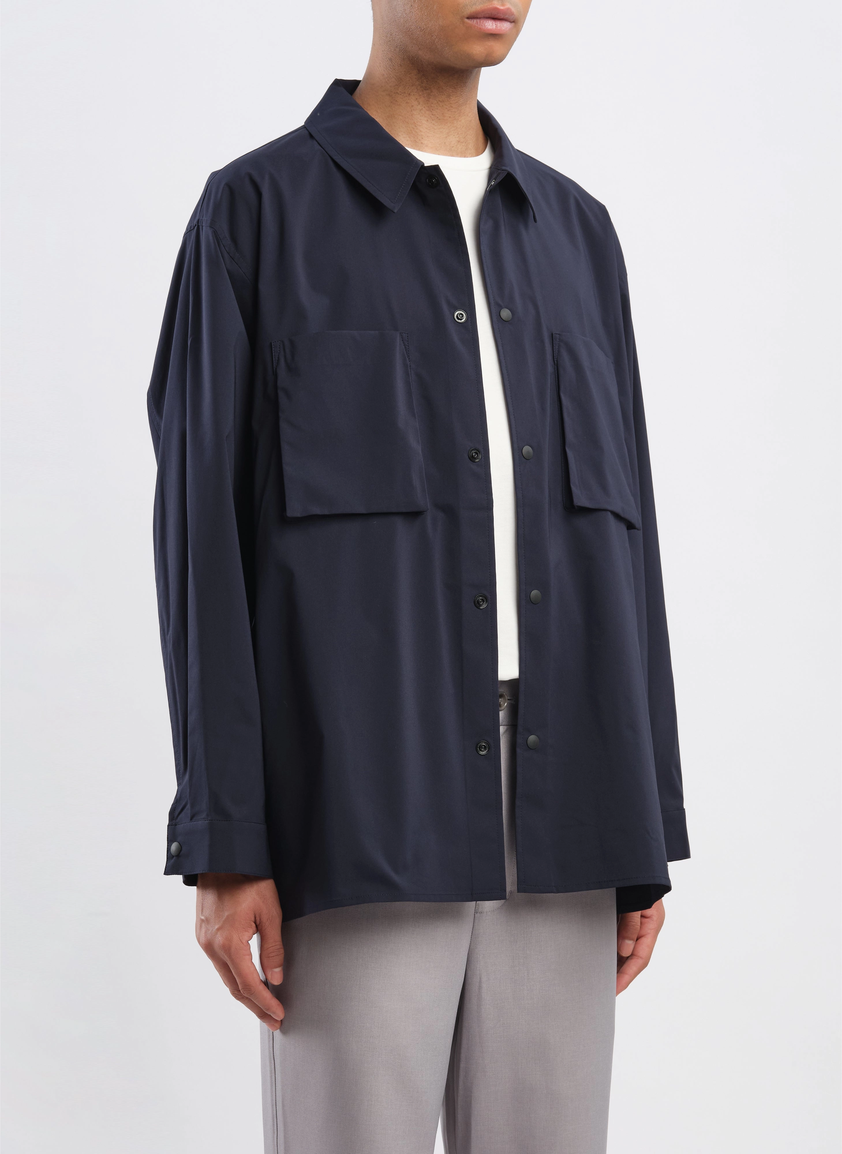 Minotech Snap Button Pocket Open Collar Shirt