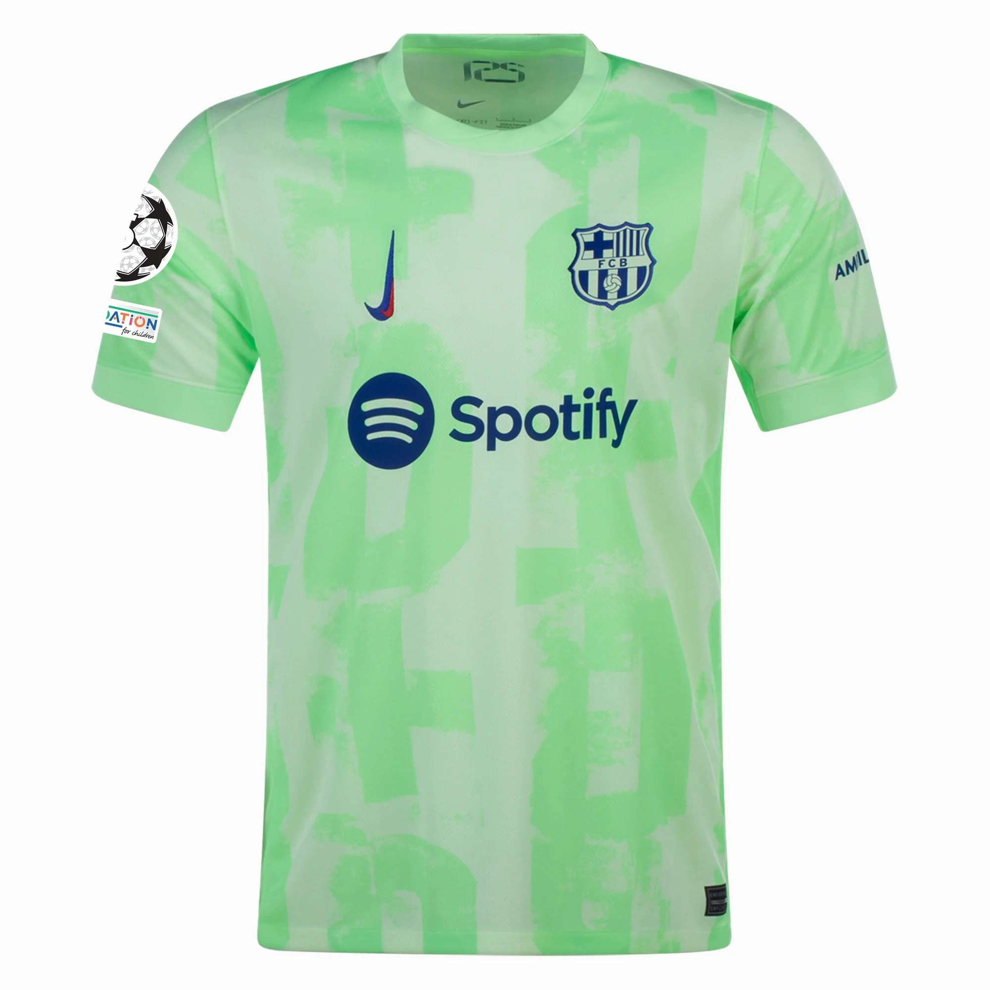 Nike Barcelona Andreas Christensen Third Jersey w/ Champions League Patches 24/25 (Barely Volt/Old Royal)