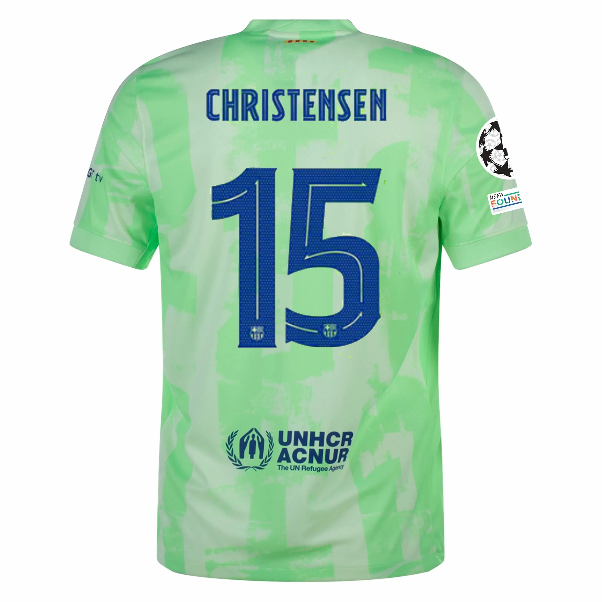Nike Barcelona Andreas Christensen Third Jersey w/ Champions League Patches 24/25 (Barely Volt/Old Royal)