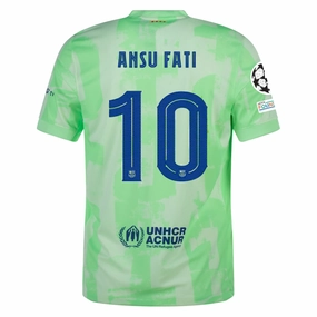 Nike Barcelona Ansu Fati Third Jersey w/ Champions League Patches 24/25 (Barely Volt/Old Royal)