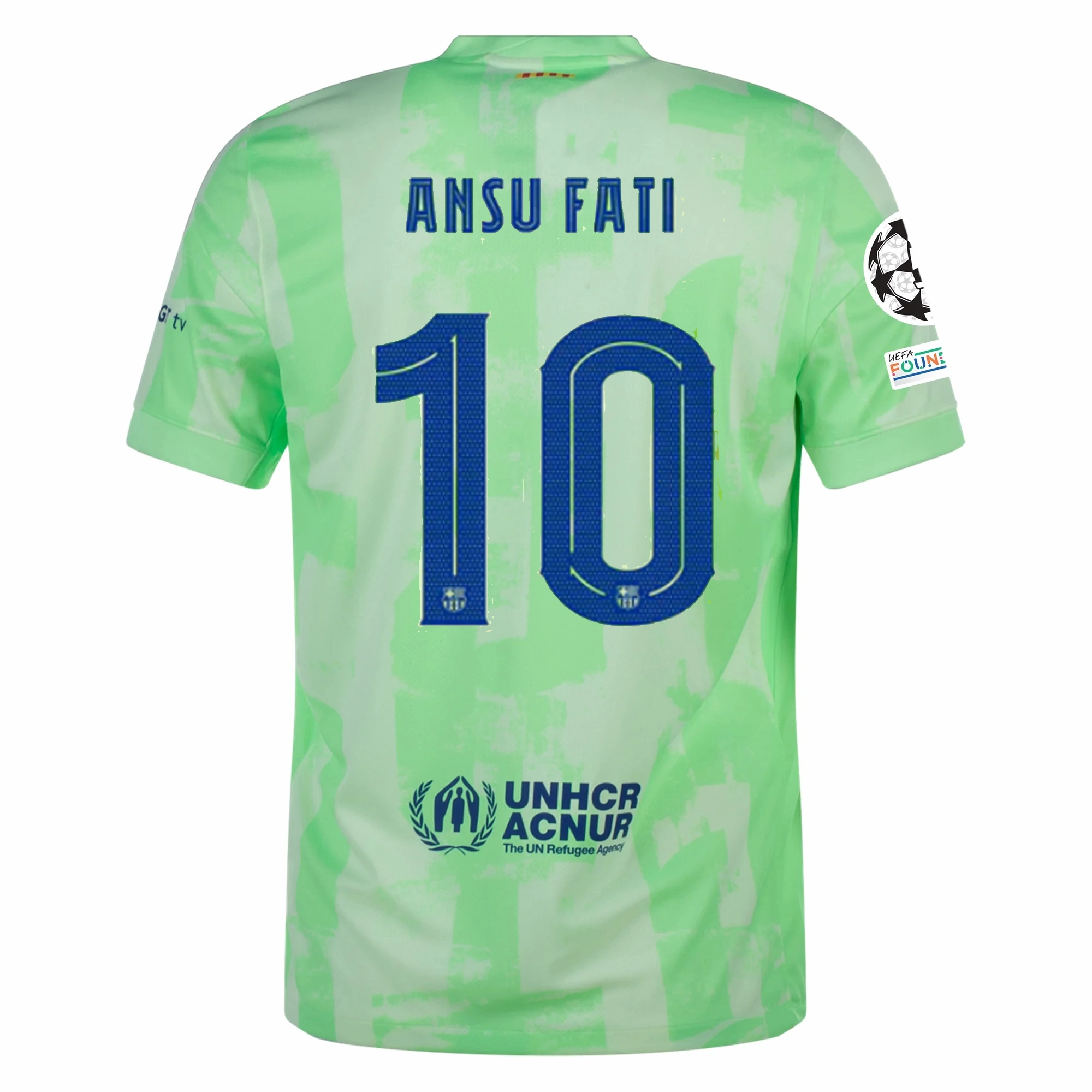 Nike Barcelona Ansu Fati Third Jersey w/ Champions League Patches 24/25 (Barely Volt/Old Royal)