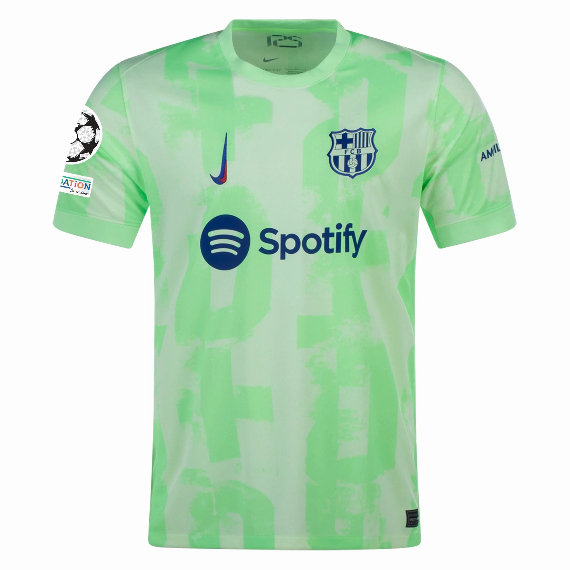 Nike Barcelona Gavi Third Jersey w/ Champions League Patches 24/25 (Barely Volt/Old Royal)