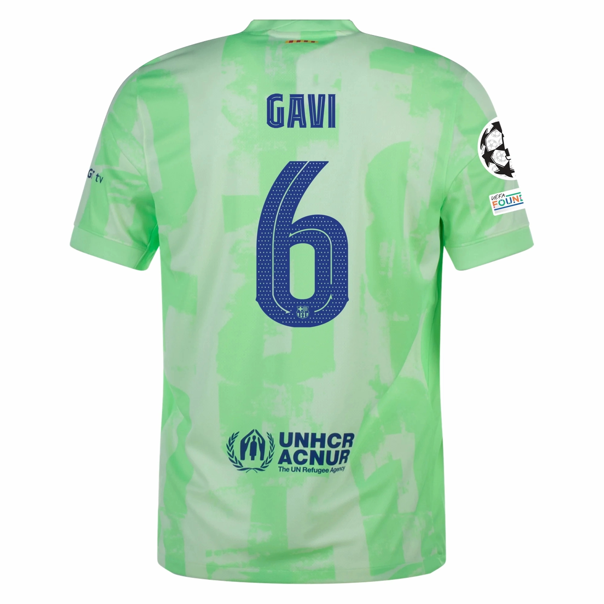 Nike Barcelona Gavi Third Jersey w/ Champions League Patches 24/25 (Barely Volt/Old Royal)