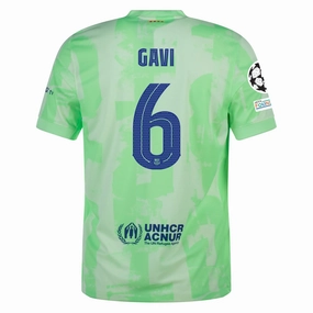 Nike Barcelona Gavi Third Jersey w/ Champions League Patches 24/25 (Barely Volt/Old Royal)