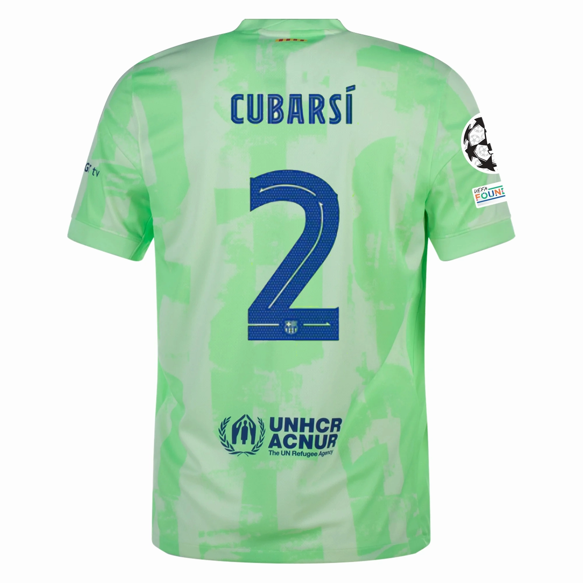 Nike Barcelona Pau Cubarsí Third Jersey w/ Champions League Patches 24/25 (Barely Volt/Old Royal)
