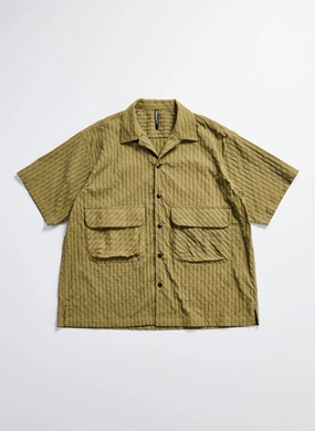 Nylon Spandex Jacquard Open Collar Shirt