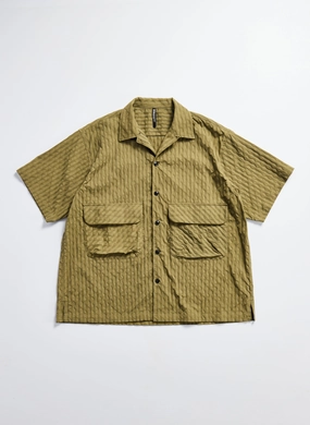 Nylon Spandex Jacquard Open Collar Shirt