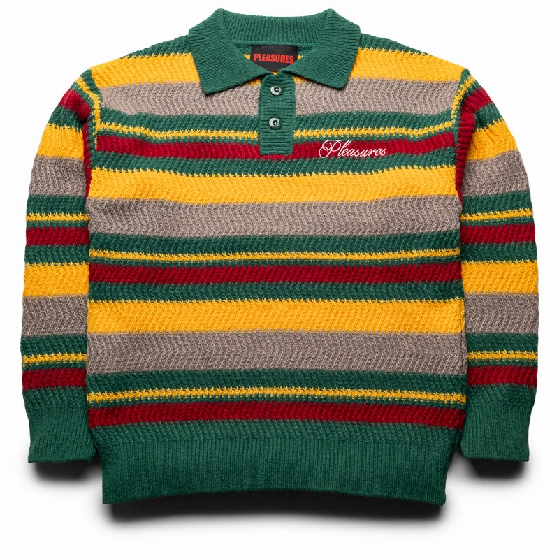 Pleasures Cooper Polo Sweater - Green