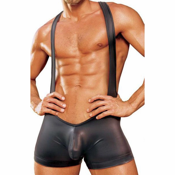 POISON ROSE - MENS WETLOOK WRESTLING SUIT