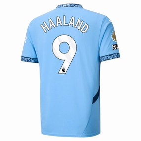 Puma Manchester City Erling Haaland Home Jersey w/ EPL   No Room For Racism   Club World Cup Patches 24/25 (Team Light Blue/Marine Blue)