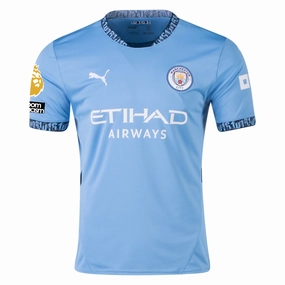 Puma Manchester City Home Jersey w/ EPL   No Room For Racism   Club World Cup Patches 24/25 (Team Light Blue/Marine Blue)