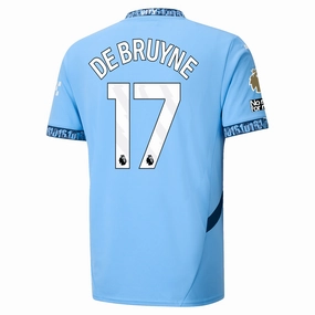 Puma Manchester City Kevin De Bruyne Home Jersey w/ EPL   No Room For Racism   Club World Cup Patches 24/25 (Team Light Blue/Marine Blue)