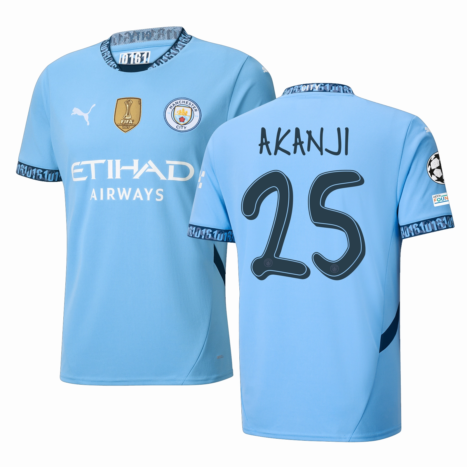 Puma Manchester City Manuel Akanji Home Jersey w/ Champions League   Club World Cup Patch 24/25 (Team Light Blue/Marine Blue)