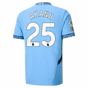 Puma Manchester City Manuel Akanji Home Jersey w/ EPL   No Room For Racism   Club World Cup Patches 24/25 (Team Light Blue/Marine Blue)