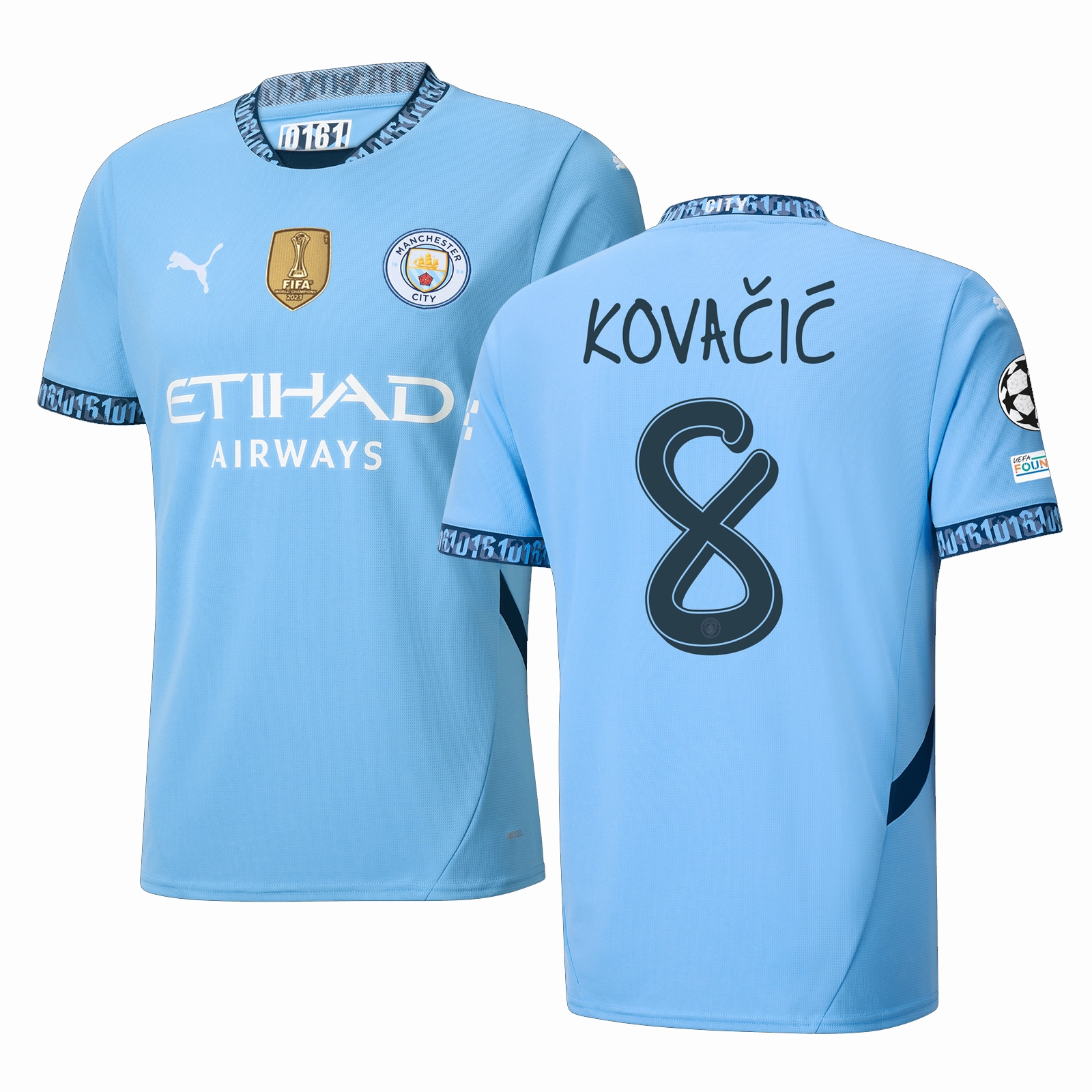 Puma Manchester City Mateo Kovačić Home Jersey w/ Champions League   Club World Cup Patch 24/25 (Team Light Blue/Marine Blue)