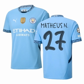 Puma Manchester City Matheus Nunes Home Jersey w/ Champions League   Club World Cup Patch 24/25 (Team Light Blue/Marine Blue)