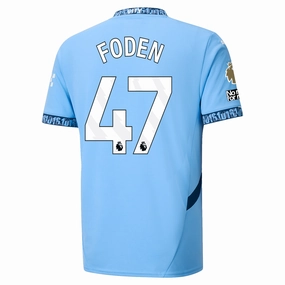 Puma Manchester City Phill Foden Authentic Home Jersey w/ EPL   No Room For Racism Patch 24/25 (Team Light Blue/Marine Blue)