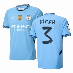 Puma Manchester City Rúben Dias Home Jersey w/ Champions League   Club World Cup Patch 24/25 (Team Light Blue/Marine Blue)