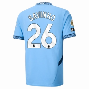 Puma Manchester City Savinho Authentic Home Jersey w/ EPL   No Room For Racism Patch 24/25 (Team Light Blue/Marine Blue)