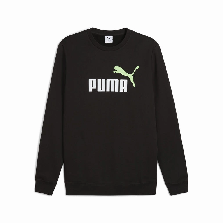 PUMA MEN'S ESSENTIALS 2COLOUR LOGO FLEECE BLACK SWEATER