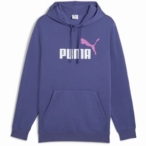 PUMA MEN'S ESSENTIALS LOGO TWO TONE FLEECE PURPLE HOODIE