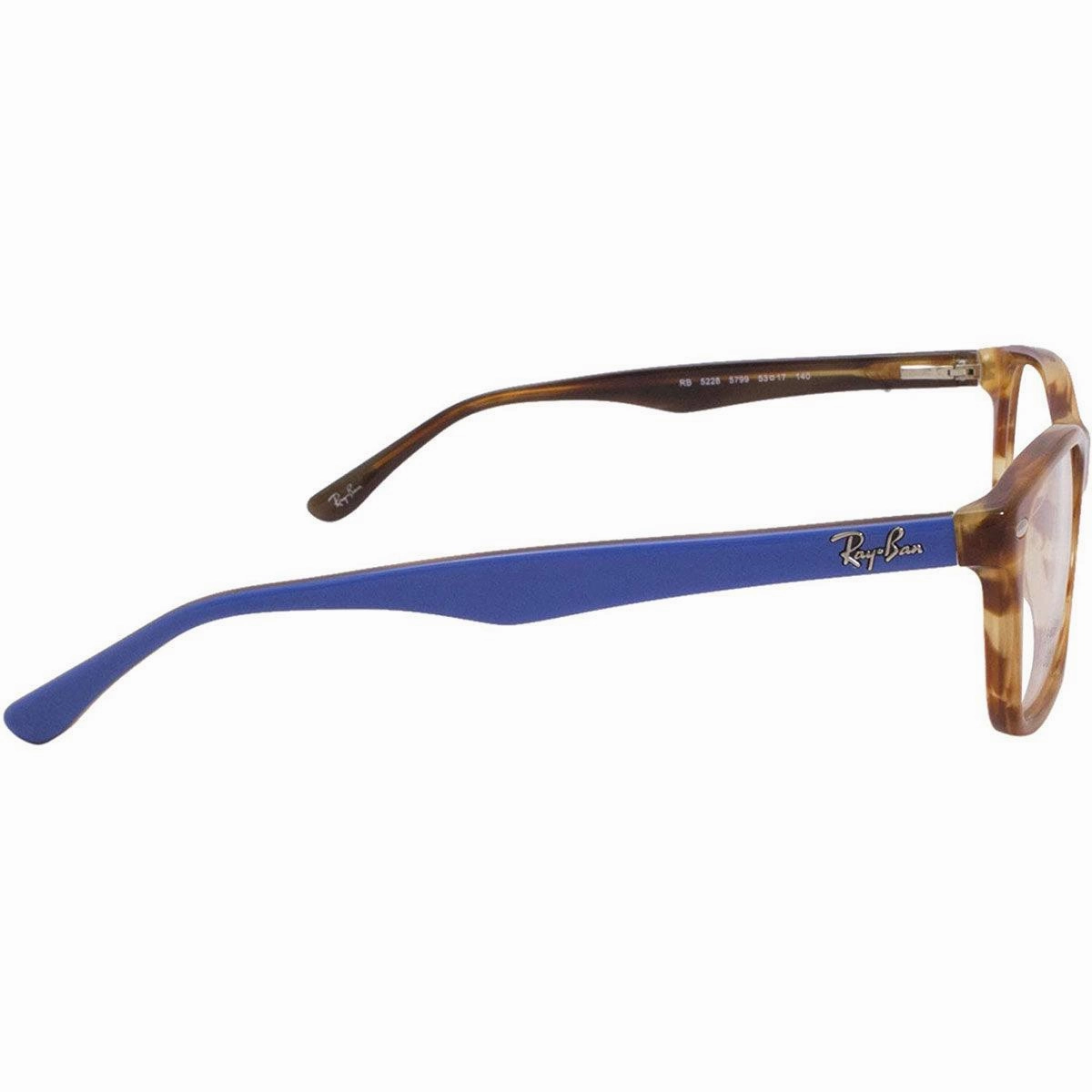 Ray Ban Men's Eyeglasses - Light Brown Havana Plastic Frame | 0RX5228-5799-53-17-140