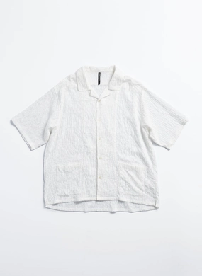 Rayon Nylon Distort Lace Open Collar Shirt