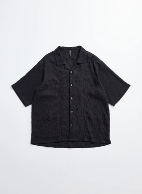 Rayon Nylon Distort Lace Open Collar Shirt