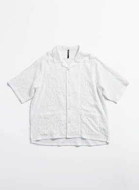 Rayon Nylon Distort Lace Open Collar Shirt